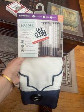 Navy Blue & White Curtain Panels (2) 50x95 Trellis - 2 Sets of 2 panels